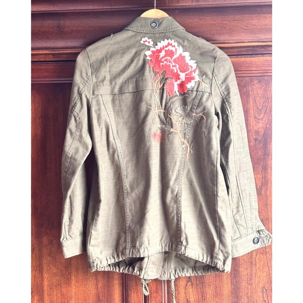 Anthropologie Hei Hei Utility Jacket XS Olive Green Floral Embroidered Boho Fall - Picture 9 of 13